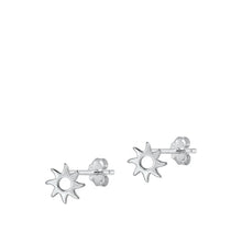 Load image into Gallery viewer, Sterling Silver Rhodium Plated Sun Stud Earrings
