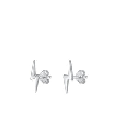 Load image into Gallery viewer, Sterling Silver Lightning Bolt Rhodium Plated Stud Earrings