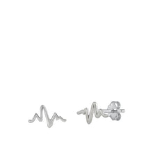 Load image into Gallery viewer, Sterling Silver Rhodium Plated EKG Stud Earrings