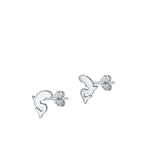 Sterling Silver Rhodium Plated Mermaid Stud Earrings
