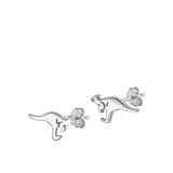 Sterling Silver Rhodium Plated Dinosaur Stud Earrings