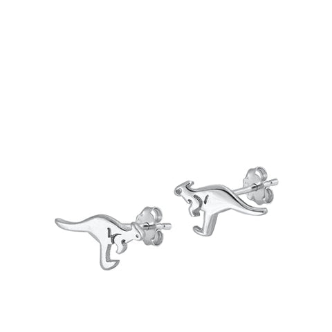 Sterling Silver Rhodium Plated Dinosaur Stud Earrings