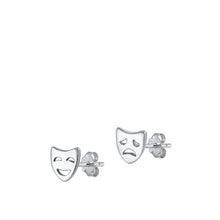 Load image into Gallery viewer, Sterling Silver Rhodium Plated Drama Faces Stud Earrings