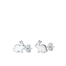 Load image into Gallery viewer, Sterling Silver Rhodium Plated Rabbit Stud Earrings