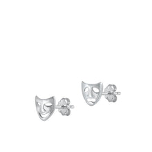 Load image into Gallery viewer, Sterling Silver Rhodium Plated Drama Masks Stud Earrings