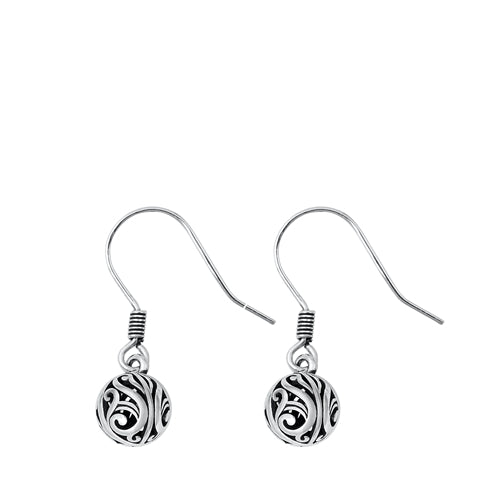Sterling Silver Oxidized Dangling Bali Style Earrings