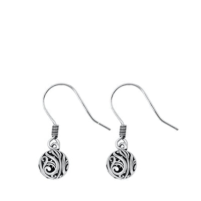 Sterling Silver Oxidized Dangling Bali Style Earrings