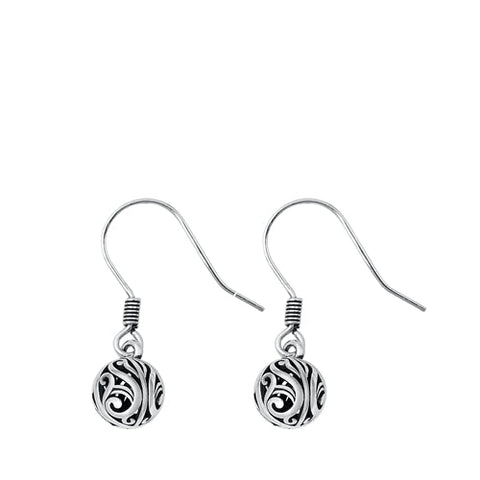Sterling Silver Oxidized Dangling Bali Style Earrings