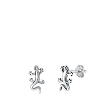 Load image into Gallery viewer, Sterling Silver Oxidized Lizard Stud Earrings