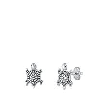 Load image into Gallery viewer, Sterling Silver Oxidized Sea Turtle Stud Earrings