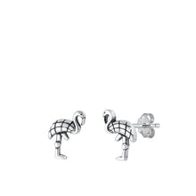 Load image into Gallery viewer, Sterling Silver Oxidized Flamingo Stud Earrings