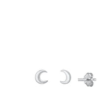Load image into Gallery viewer, Sterling Silver Rhodium Plated Crescent Moon Stud Earrings