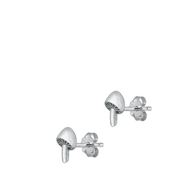 Sterling Silver Oxidized Mushrooms Stud Earrings