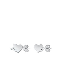 Load image into Gallery viewer, Sterling Silver Rhodium Plated Heart With Tail Stud Earrings
