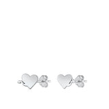 Sterling Silver Rhodium Plated Heart With Tail Stud Earrings