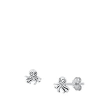 Load image into Gallery viewer, Sterling Silver Oxidized Octopus Stud Earrings