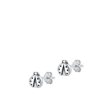 Load image into Gallery viewer, Sterling Silver Oxidized Ladybug Stud Earrings