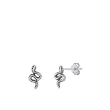 Load image into Gallery viewer, Sterling Silver Oxidized Snake Stud Earrings