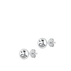 Sterling Silver Oxidized Beach Stud Earrings