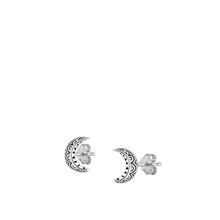Load image into Gallery viewer, Sterling Silver Crescent Moon Stud Earrings
