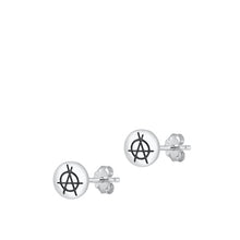 Load image into Gallery viewer, Sterling Silver Oxidized Pentagram Stud Earrings