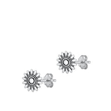 Load image into Gallery viewer, Sterling Silver Oxidized Flower Stud Earrings