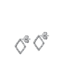 Load image into Gallery viewer, Sterling Silver Oxidized Diamond Stud Earrings