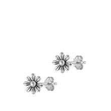 Load image into Gallery viewer, Sterling Silver Oxidized Flower Stud Earrings