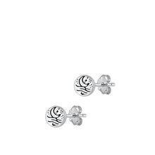 Load image into Gallery viewer, Sterling Silver Oxidized Moon And Ocean Stud Earrings