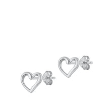 Load image into Gallery viewer, Sterling Silver Rhodium Plated Heart Stud Earrings