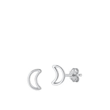 Load image into Gallery viewer, Sterling Silver Rhodium Plated Moon Stud Earrings