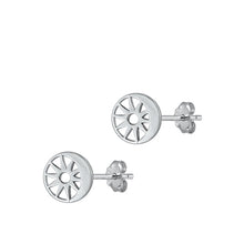 Load image into Gallery viewer, Sterling Silver Rhodium Plated Moon And Sun Stud Earrings