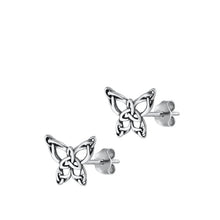 Load image into Gallery viewer, Sterling Silver Oxidized Celtic Butterfly Stud Earrings