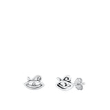 Sterling Silver Oxidized Eye Of Horus Stud Earrings