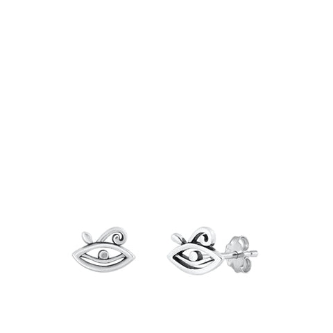 Sterling Silver Oxidized Eye Of Horus Stud Earrings
