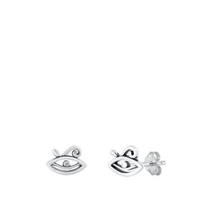 Sterling Silver Oxidized Eye Of Horus Stud Earrings