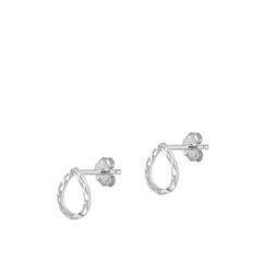 Sterling Silver Rhodium Plated Teardrop Stud Earrings