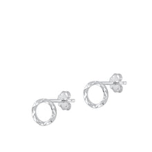 Load image into Gallery viewer, Sterling Silver Rhodium Plated Circle Stud Earrings
