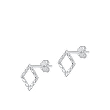 Load image into Gallery viewer, Sterling Silver Rhodium Plated Diamond Stud Earrings