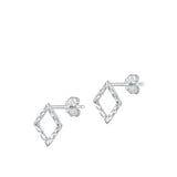 Sterling Silver Rhodium Plated Diamond Stud Earrings