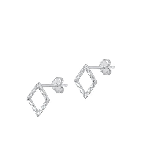 Sterling Silver Rhodium Plated Diamond Stud Earrings