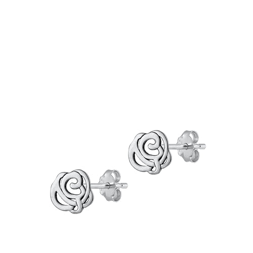 Sterling Silver Oxidized Rose Earrings