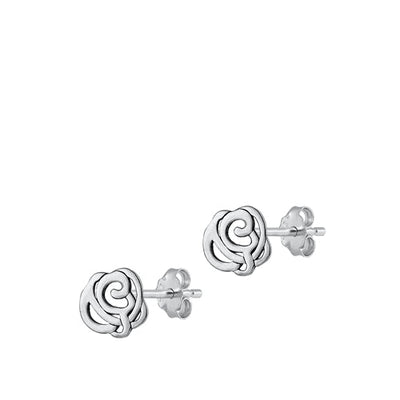 Sterling Silver Oxidized Rose Earrings