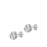 Sterling Silver Oxidized Rose Earrings