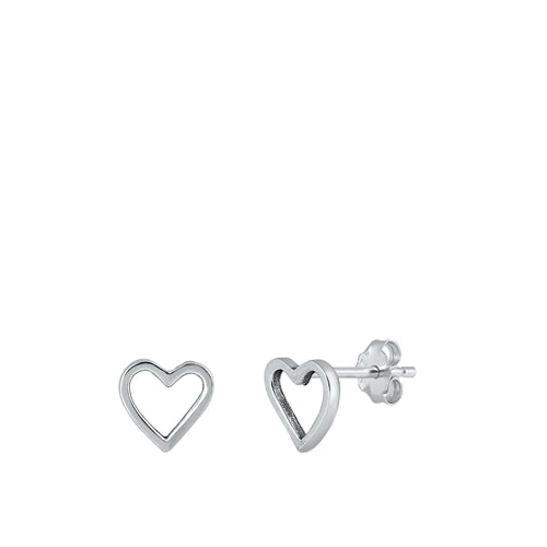 Sterling Silver Oxidized Heart Stud Earrings