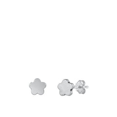 Sterling Silver Oxidized Flower Stud Earrings