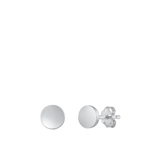 Sterling Silver Oxidized Circle Stud Earrings