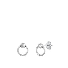 Load image into Gallery viewer, Sterling Silver Oxidized Circle Holder Stud Earrings
