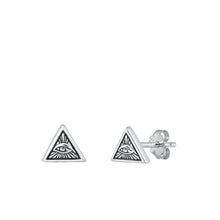 Load image into Gallery viewer, Sterling Silver Oxidized Eye of Providence Earrings
