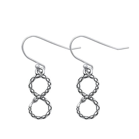 Sterling Silver Oxidized Infinity Snake Assorted Plain Earrings Face Height-15.8mm